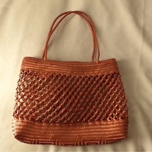 Oaxaca Mexican Handy craft bag, Diamond Grid, handwoven plastic